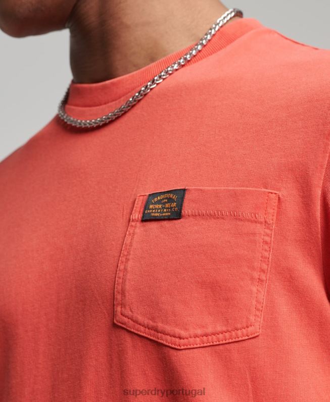 camiseta de bolso de roupa de trabalho de algodão orgânico homens laranja roupas Superdry 2208H4930