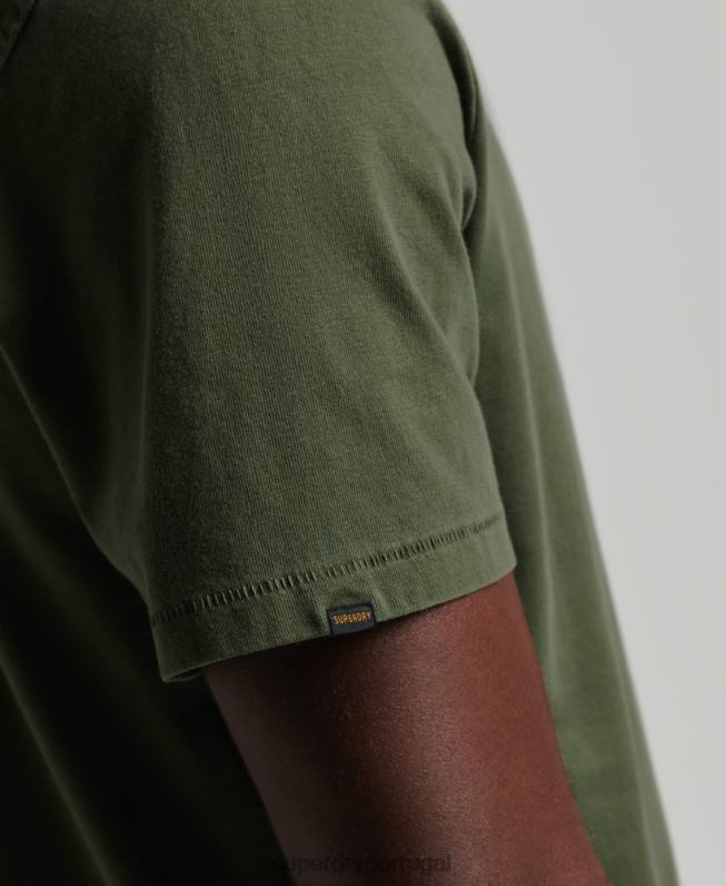 camiseta de bolso de roupa de trabalho de algodão orgânico homens verde roupas Superdry 2208H4929