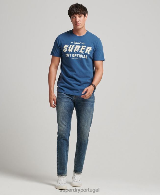 camiseta de escritor de sinal vintage homens azul roupas Superdry 2208H4850