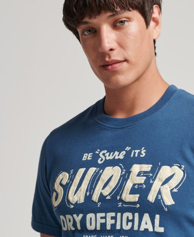 camiseta de escritor de sinal vintage homens azul roupas Superdry 2208H4850