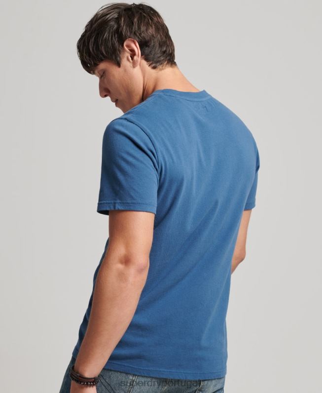 camiseta de escritor de sinal vintage homens azul roupas Superdry 2208H4850