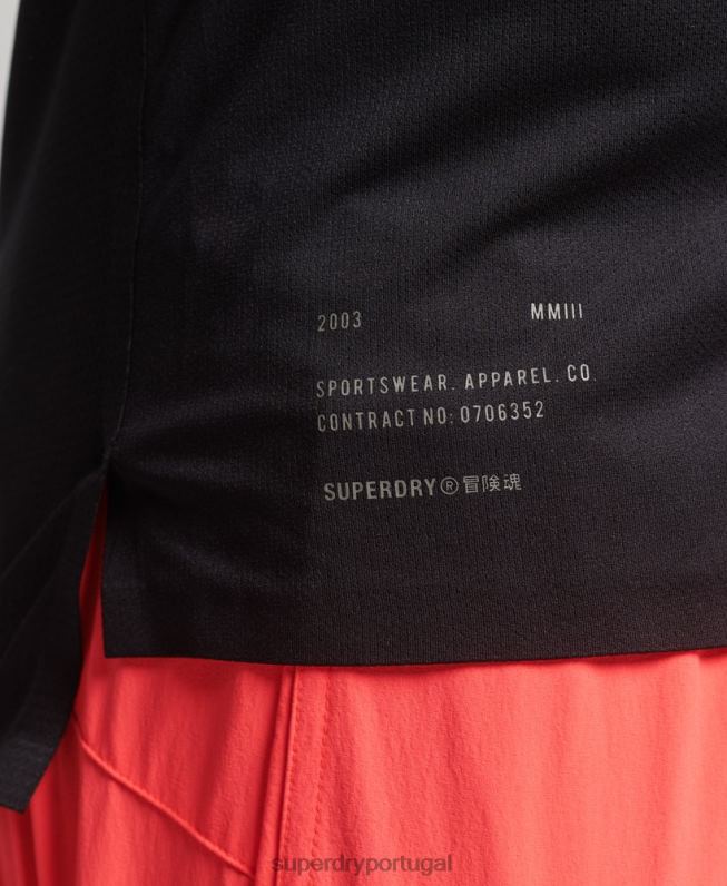 camiseta de manga curta premium train homens preto roupas Superdry 2208H5386