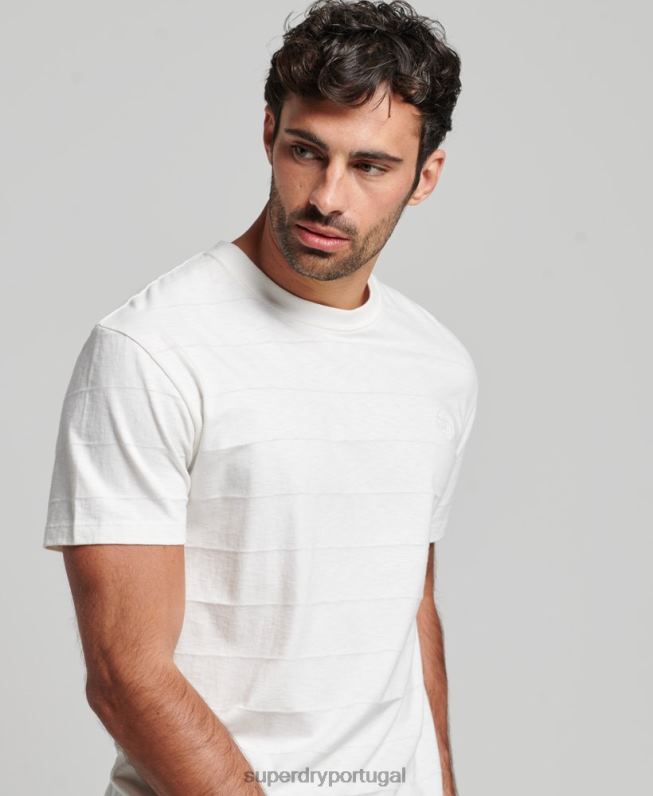 camiseta de textura vintage de algodão orgânico homens branco roupas Superdry 2208H10