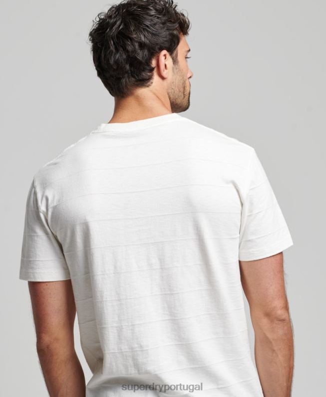 camiseta de textura vintage de algodão orgânico homens branco roupas Superdry 2208H10