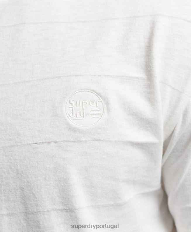 camiseta de textura vintage de algodão orgânico homens branco roupas Superdry 2208H10