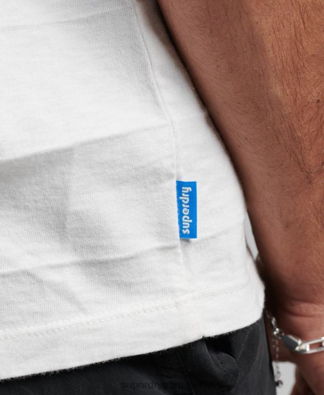 camiseta de textura vintage de algodão orgânico homens branco roupas Superdry 2208H10
