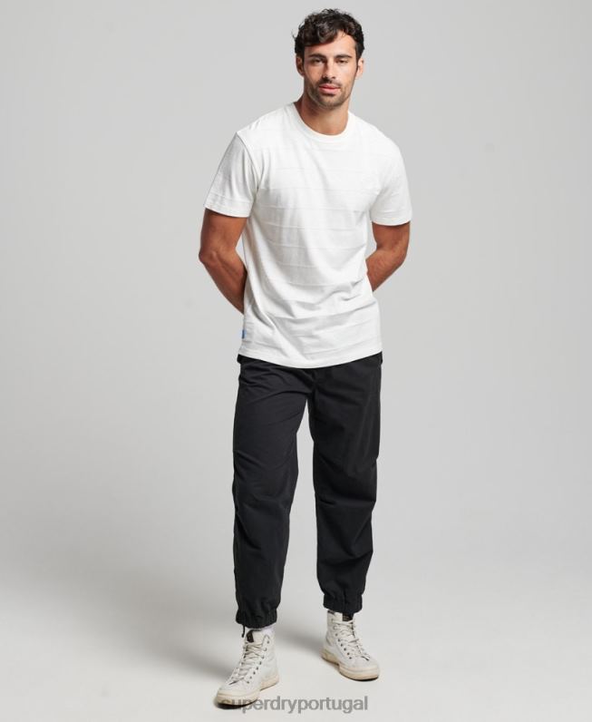 camiseta de textura vintage de algodão orgânico homens branco roupas Superdry 2208H10