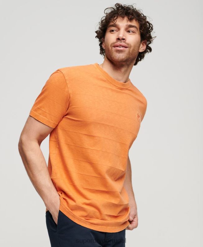 camiseta de textura vintage de algodão orgânico homens laranja roupas Superdry 2208H21