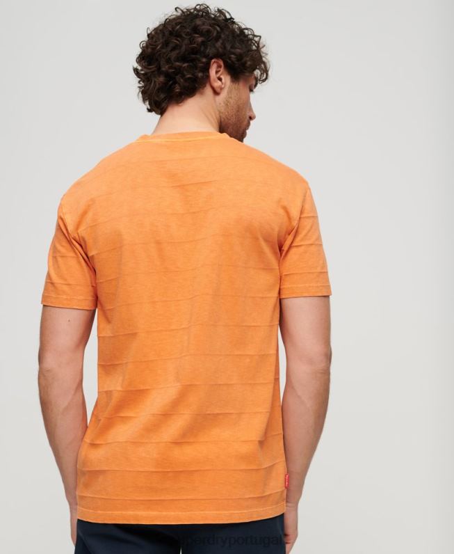 camiseta de textura vintage de algodão orgânico homens laranja roupas Superdry 2208H21