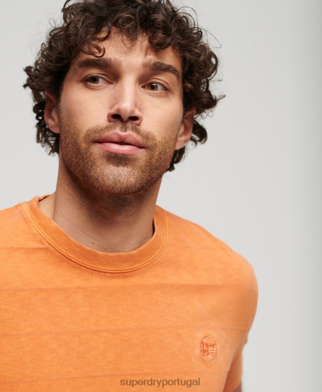camiseta de textura vintage de algodão orgânico homens laranja roupas Superdry 2208H21