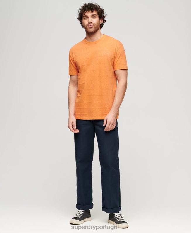 camiseta de textura vintage de algodão orgânico homens laranja roupas Superdry 2208H21