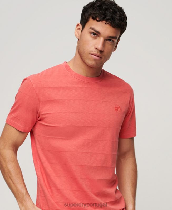 camiseta de textura vintage de algodão orgânico homens rosa roupas Superdry 2208H31