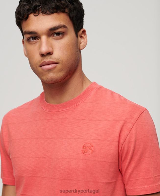camiseta de textura vintage de algodão orgânico homens rosa roupas Superdry 2208H31