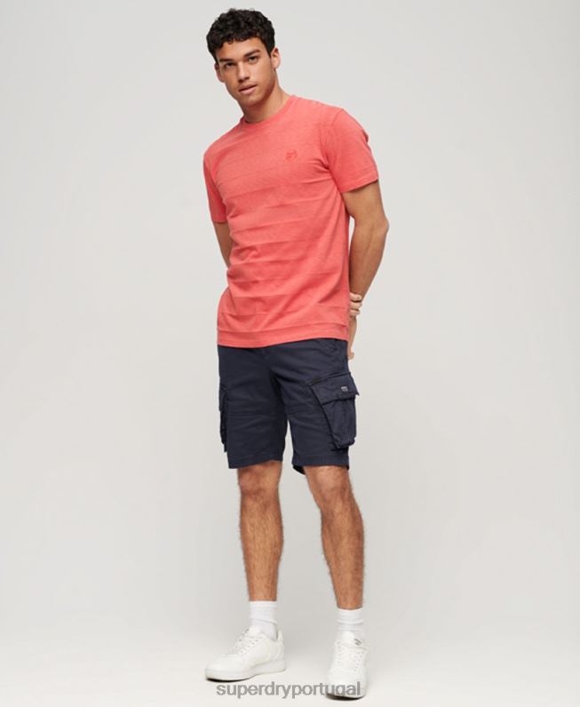 camiseta de textura vintage de algodão orgânico homens rosa roupas Superdry 2208H31