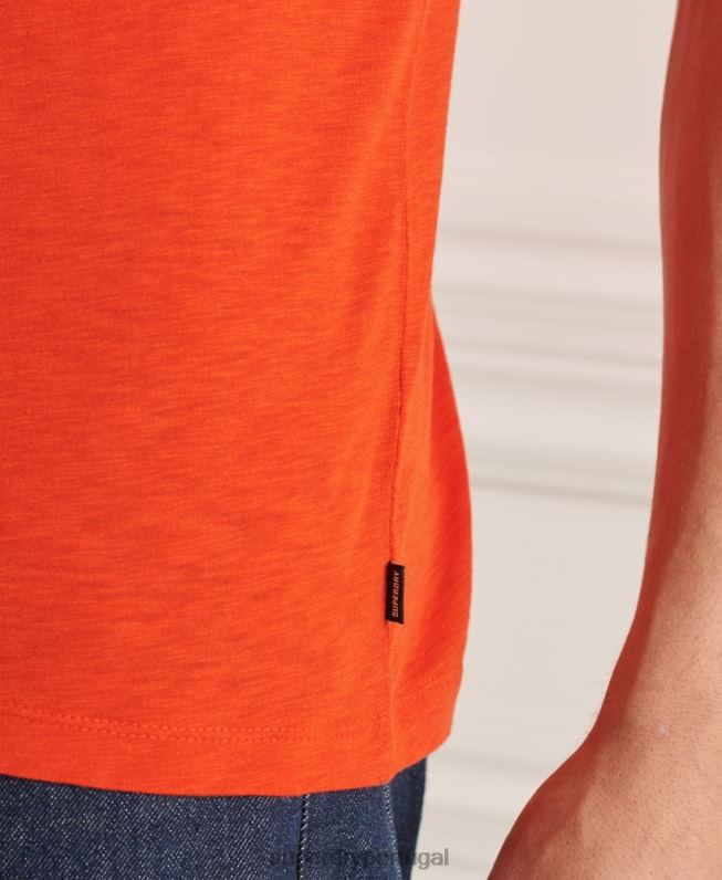 camiseta decote em bico de algodão orgânico com bolso homens laranja roupas Superdry 2208H4837