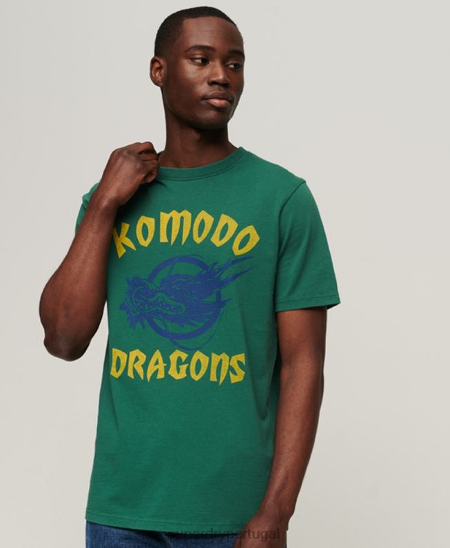 camiseta dragão clássico homens verde roupas Superdry x Komodo 2208H30
