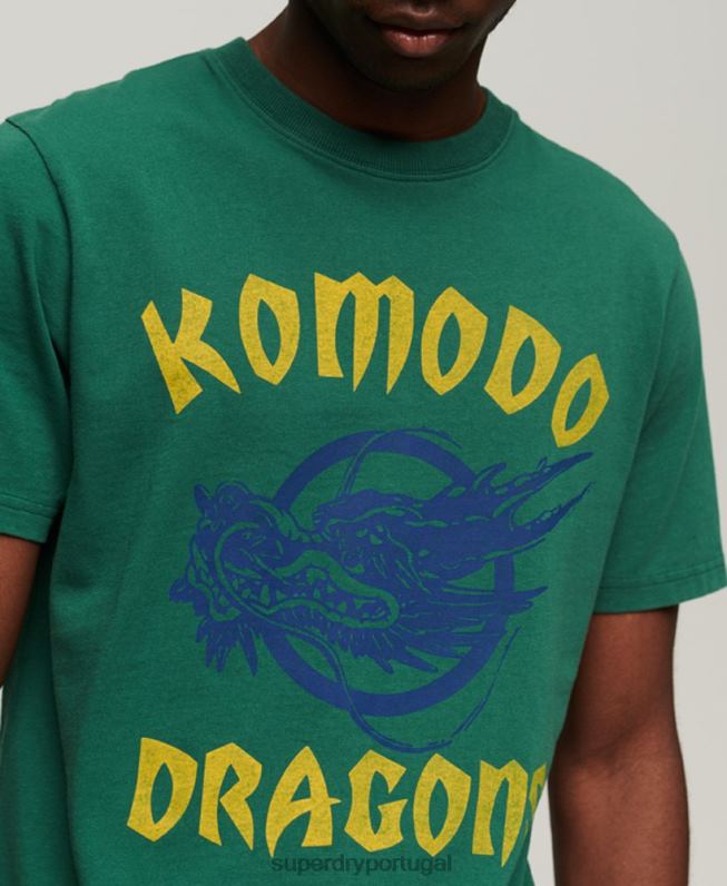 camiseta dragão clássico homens verde roupas Superdry x Komodo 2208H30