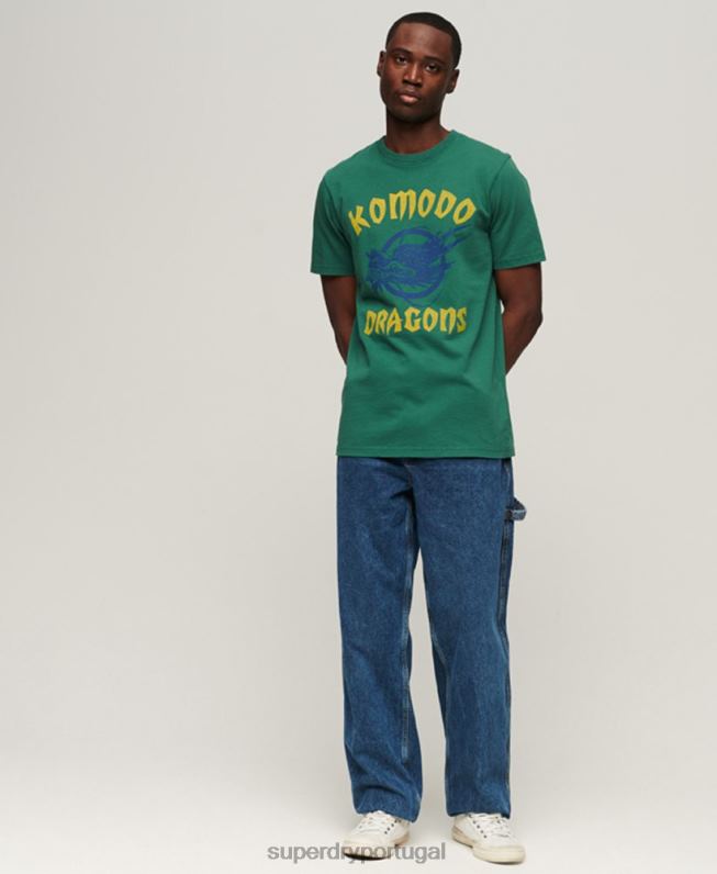 camiseta dragão clássico homens verde roupas Superdry x Komodo 2208H30