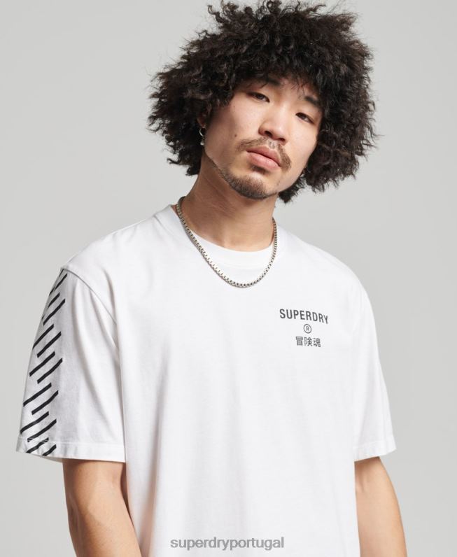 camiseta esportiva code core homens branco roupas Superdry 2208H4920