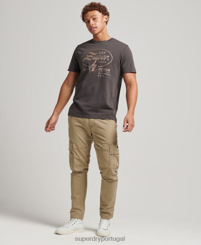 camiseta estampada blackout rock homens cinza escuro roupas Superdry 2208H4932