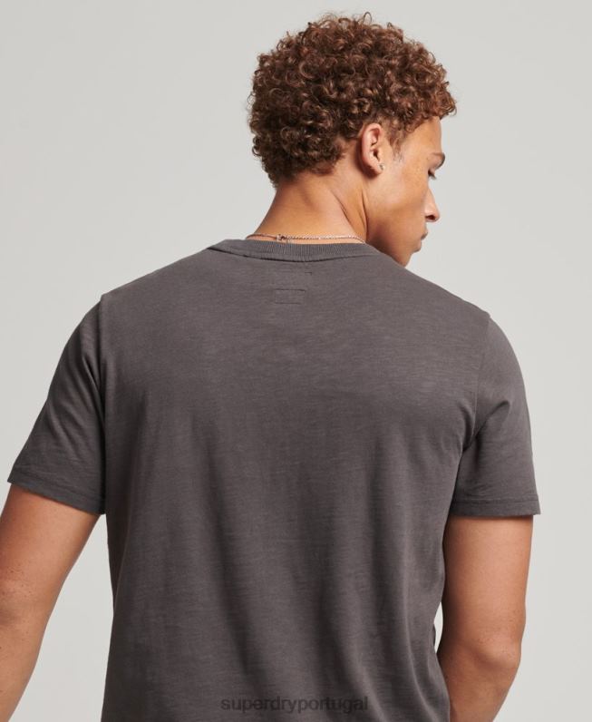 camiseta estampada blackout rock homens cinza escuro roupas Superdry 2208H4932