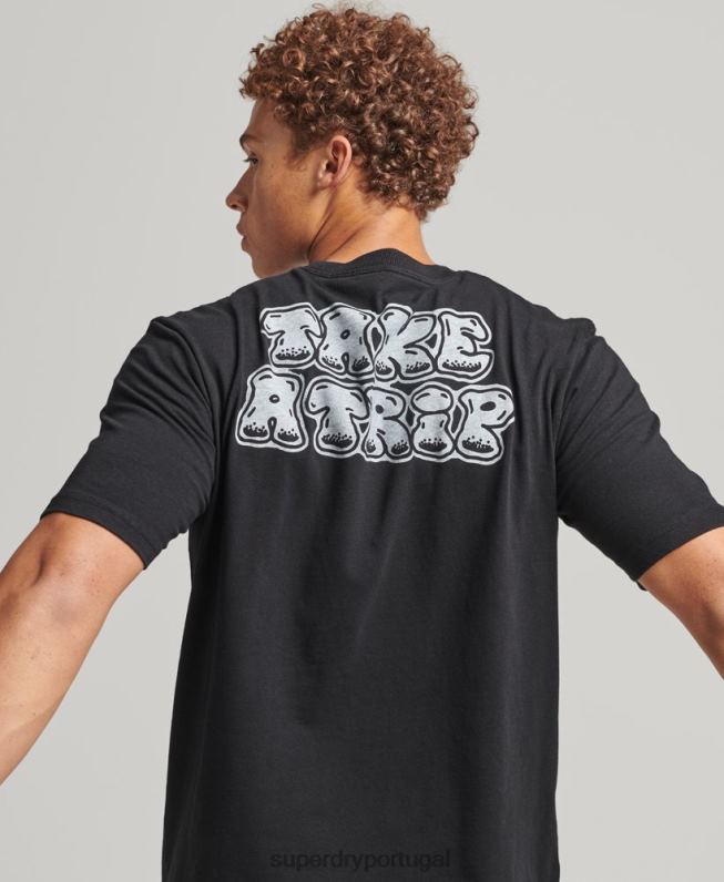 camiseta estampada na floresta homens cinza escuro roupas Superdry 2208H4853