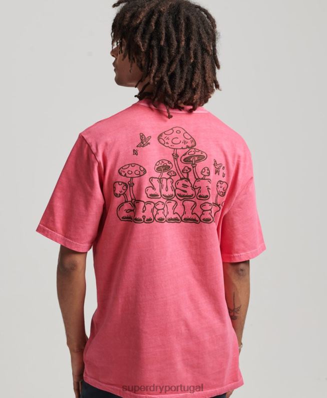 camiseta estampada na floresta homens rosa roupas Superdry 2208H4793