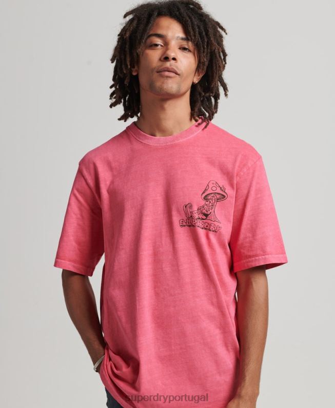 camiseta estampada na floresta homens rosa roupas Superdry 2208H4793