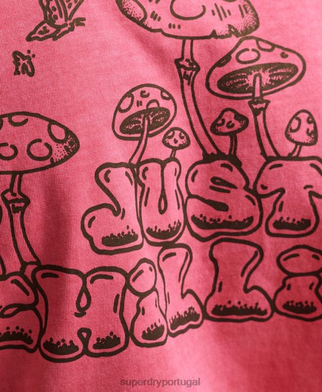 camiseta estampada na floresta homens rosa roupas Superdry 2208H4793