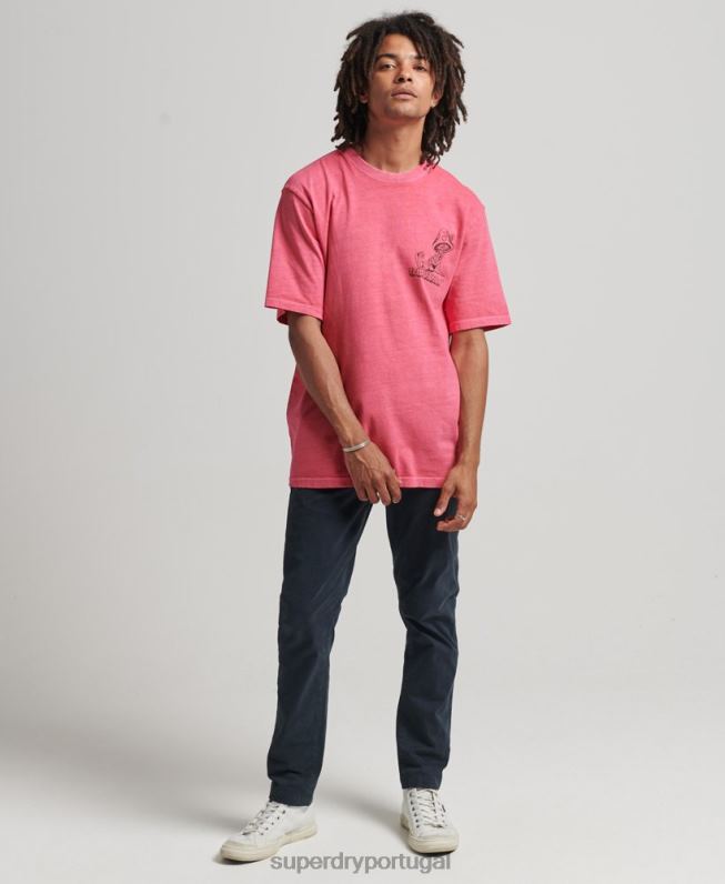 camiseta estampada na floresta homens rosa roupas Superdry 2208H4793