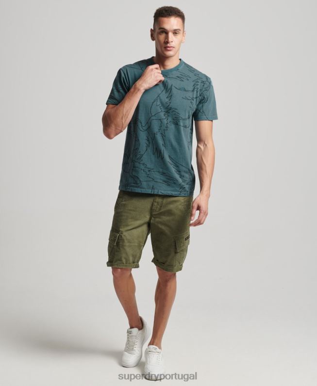 camiseta estampada overdyed homens azul roupas Superdry 2208H50