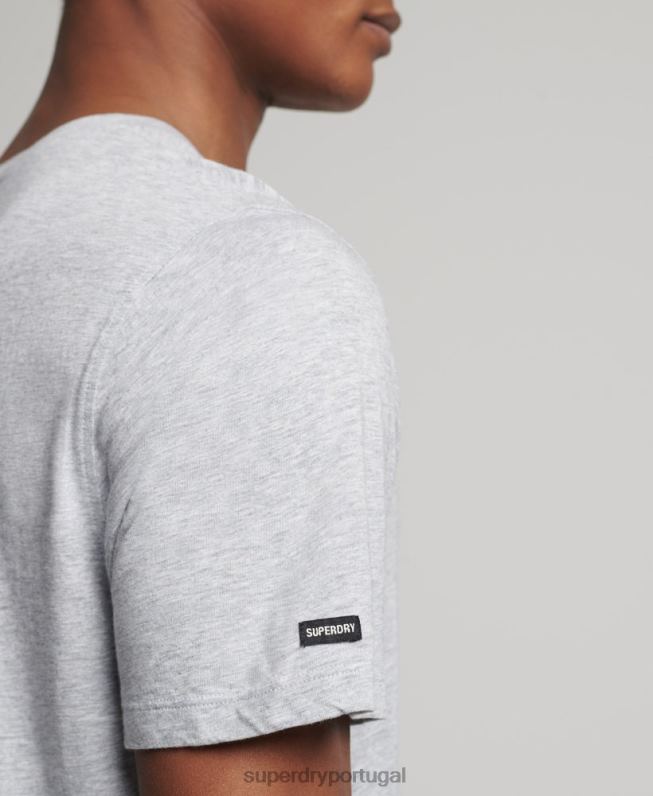 camiseta gola redonda de algodão orgânico com bolso homens cinza claro roupas Superdry 2208H4833