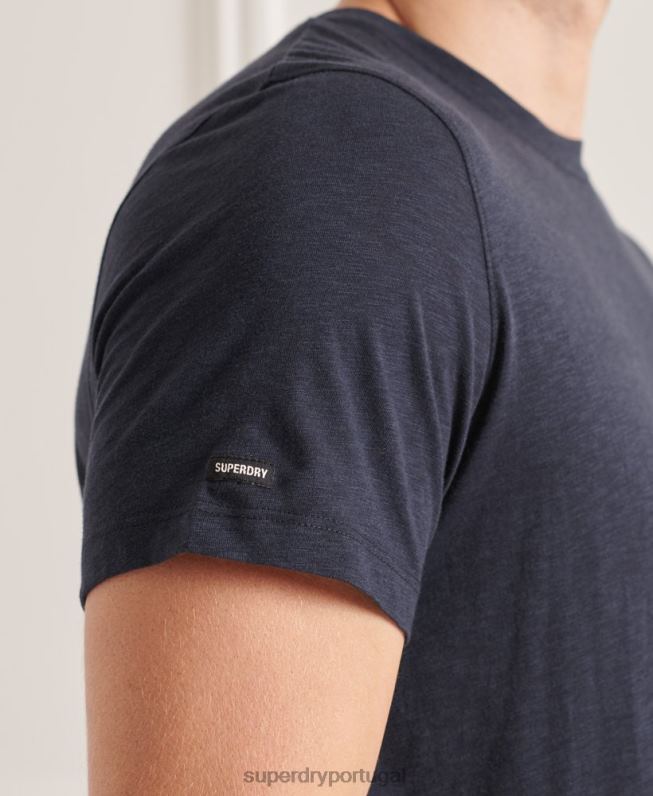 camiseta gola redonda de algodão orgânico com bolso homens marinha roupas Superdry 2208H4871