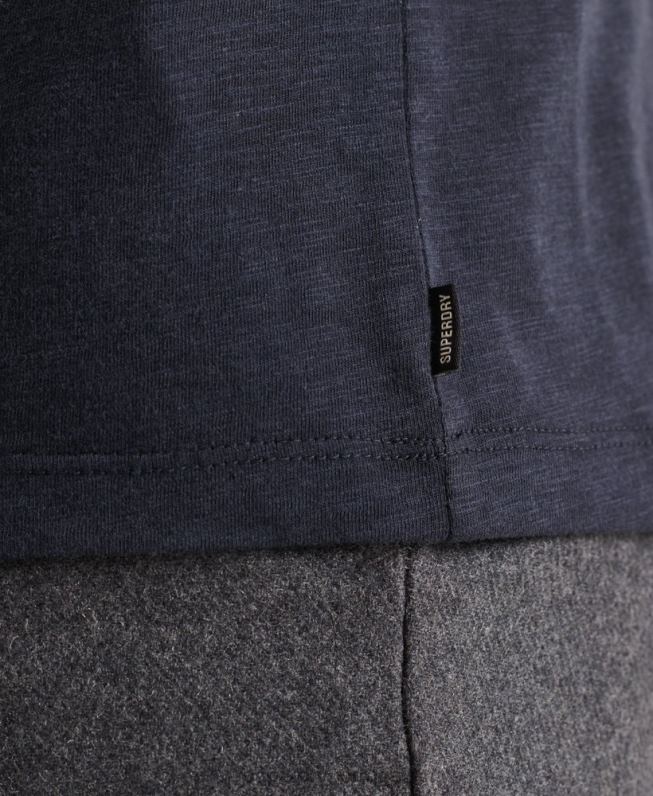 camiseta gola redonda de algodão orgânico com bolso homens marinha roupas Superdry 2208H4871