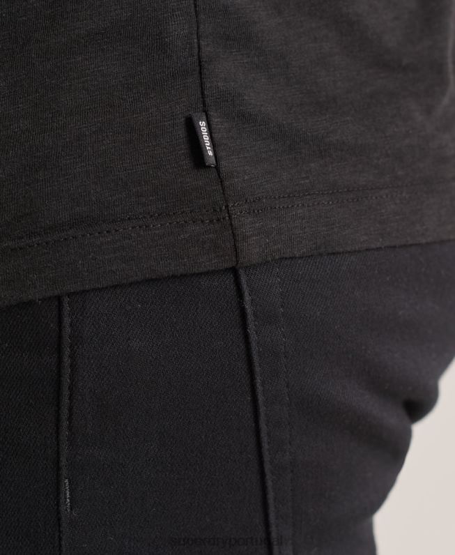 camiseta gola redonda de algodão orgânico com bolso homens preto roupas Superdry 2208H4845