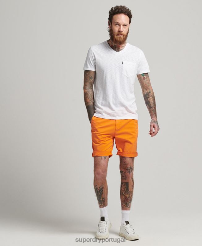 camiseta gola v com bolso em algodão orgânico homens branco roupas Superdry 2208H4916