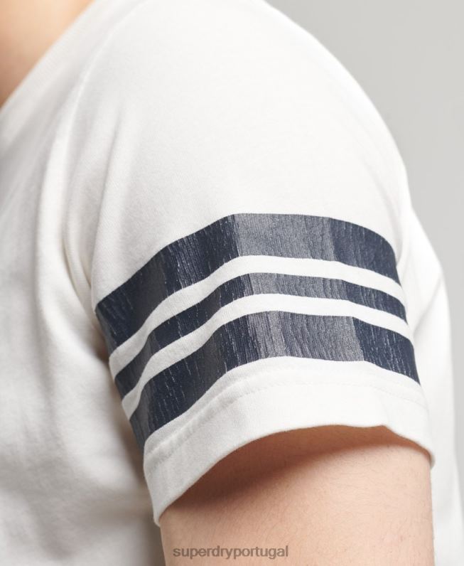 camiseta gráfica da faculdade atlética homens branco roupas Superdry 2208H4824