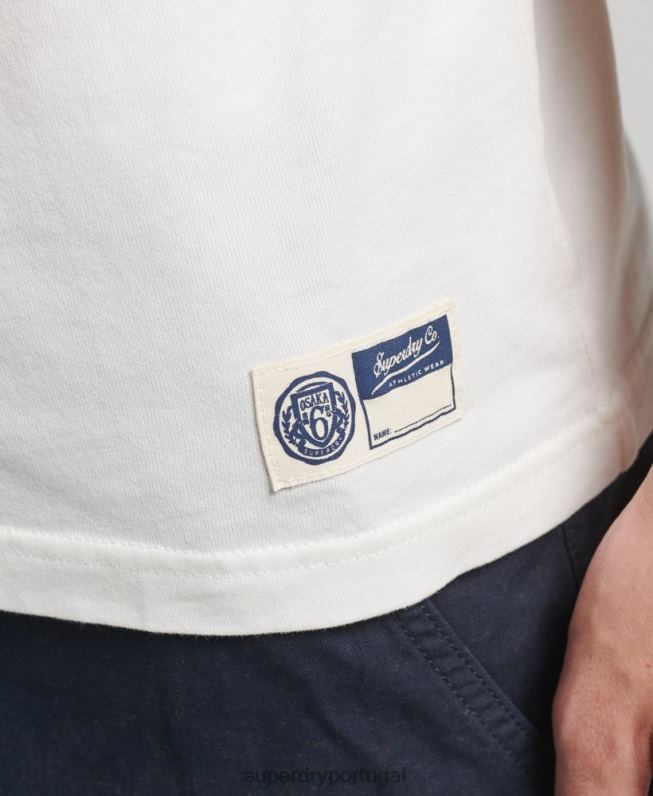 camiseta gráfica da faculdade atlética homens branco roupas Superdry 2208H4824