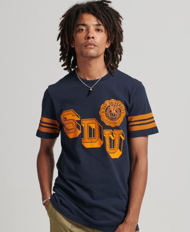 camiseta gráfica da faculdade atlética homens marinha roupas Superdry 2208H4875