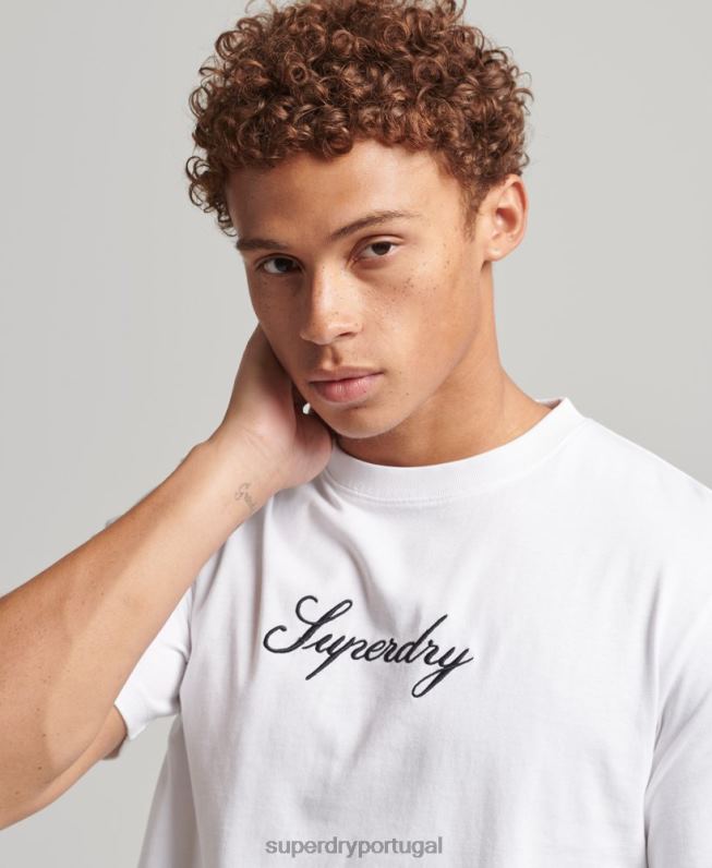 camiseta herança homens branco roupas Superdry 2208H4822