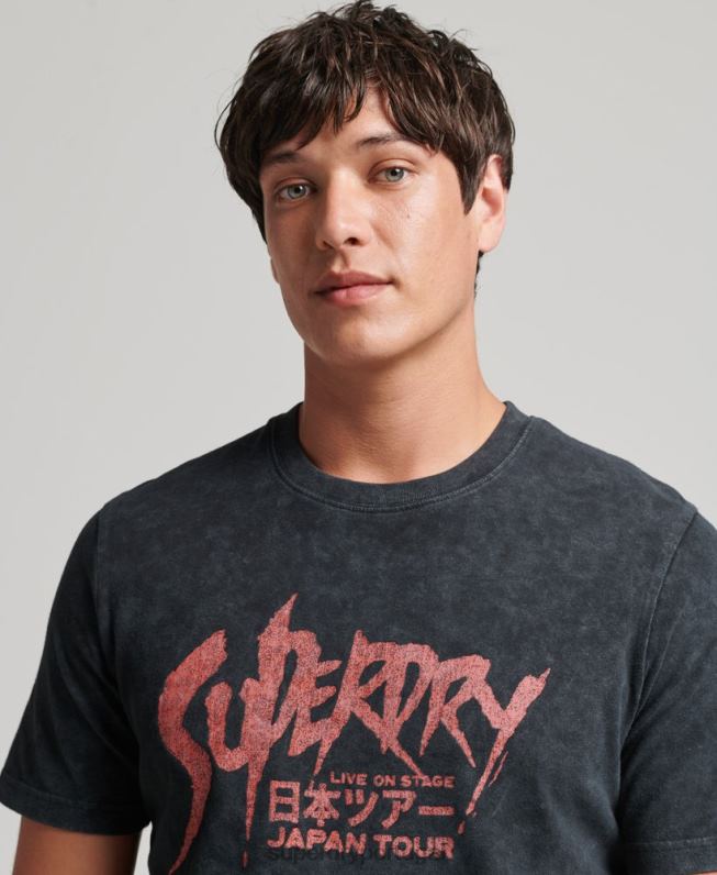 camiseta independente homens preto roupas Superdry 2208H4867