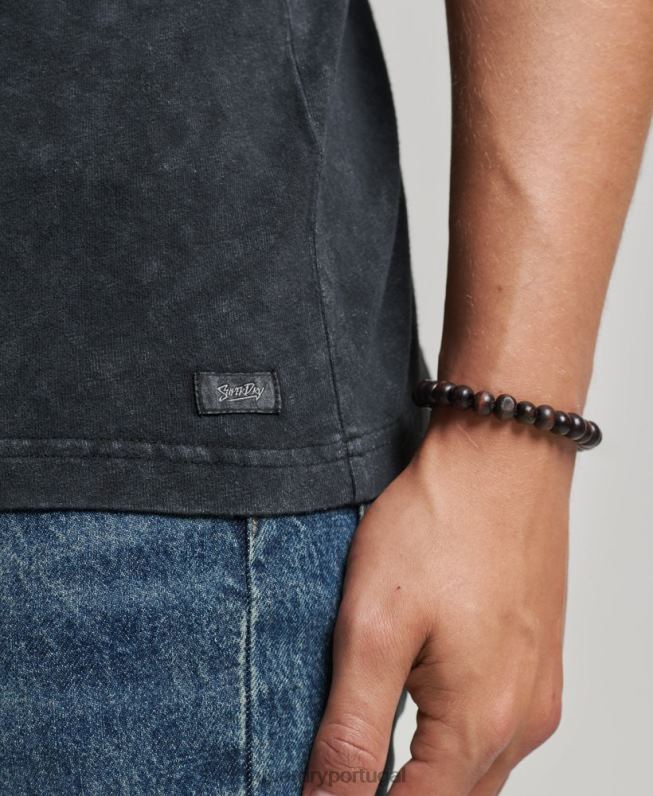 camiseta independente homens preto roupas Superdry 2208H4867