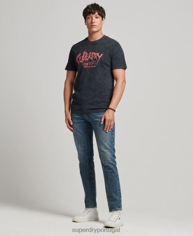 camiseta independente homens preto roupas Superdry 2208H4867