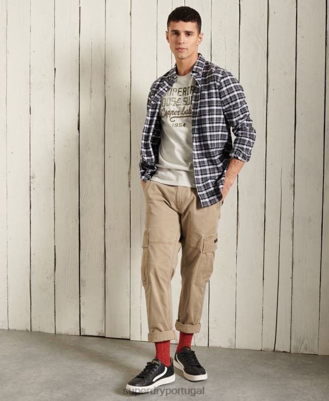 camiseta leve com gráfico de roupa de trabalho homens cinza claro roupas Superdry 2208H4982