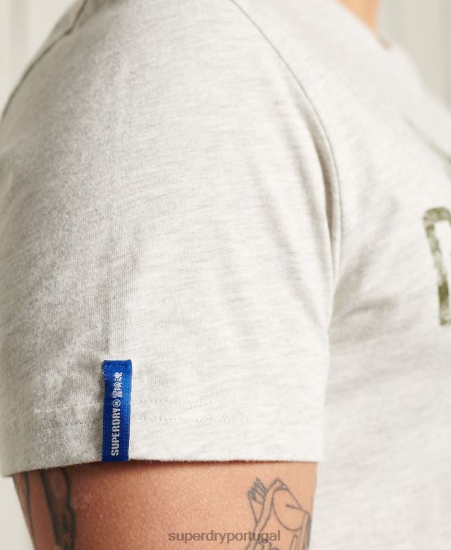 camiseta leve com gráfico de roupa de trabalho homens cinza claro roupas Superdry 2208H4982