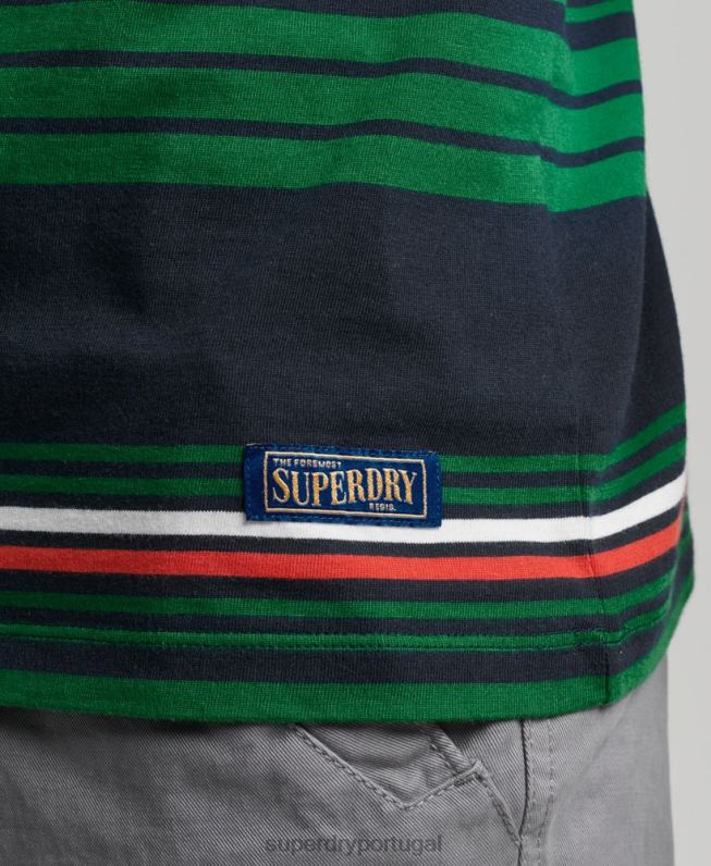 camiseta listrada vintage homens verde roupas Superdry 2208H4934