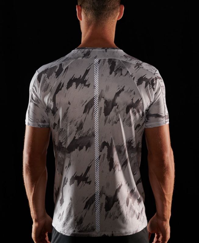 camiseta manga curta corrida homens cinza roupas Superdry 2208H5394