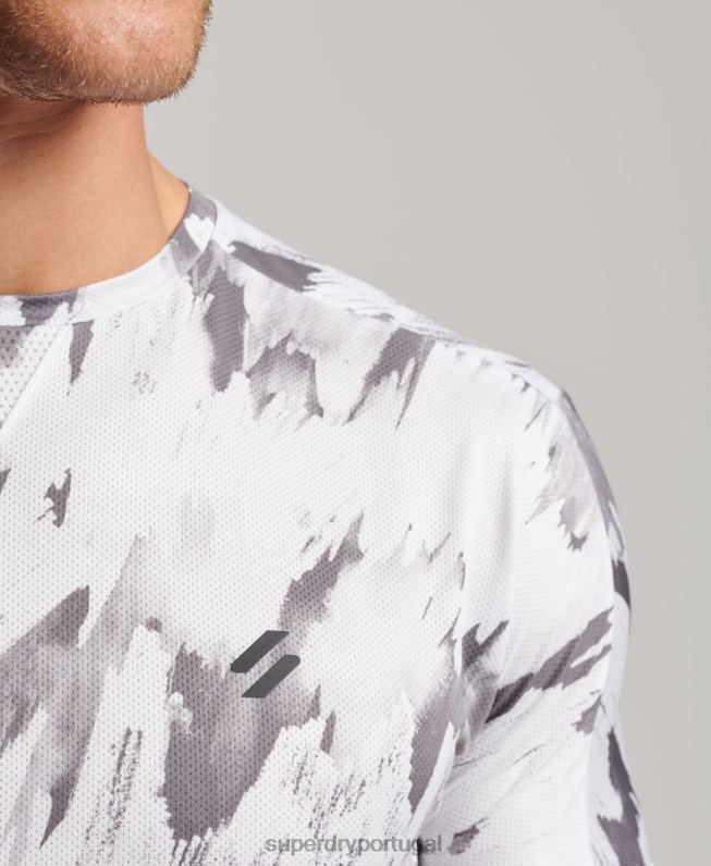 camiseta manga curta corrida homens cinza roupas Superdry 2208H5394