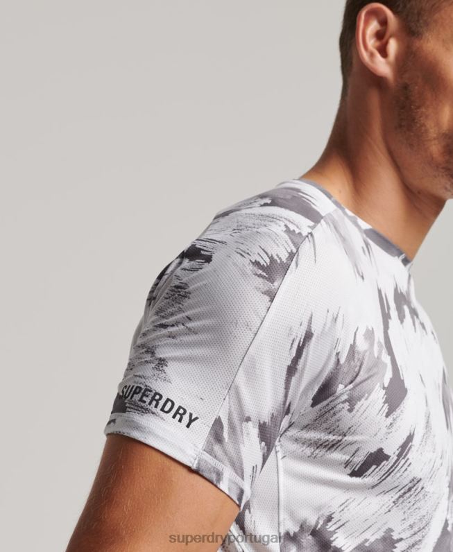 camiseta manga curta corrida homens cinza roupas Superdry 2208H5394