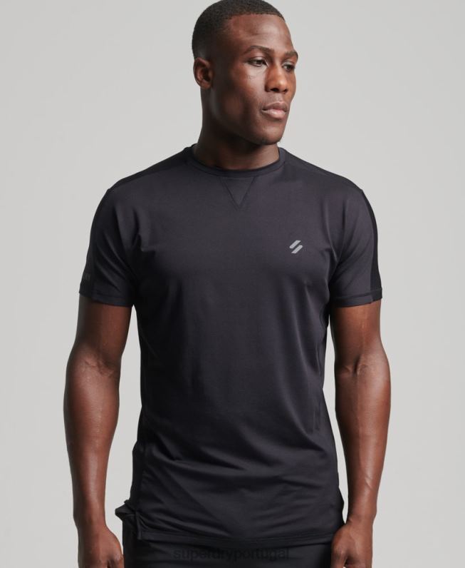 camiseta manga curta corrida homens preto roupas Superdry 2208H5403